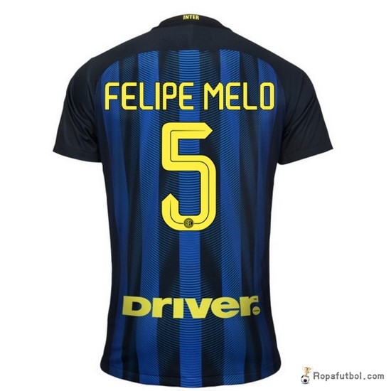 Camiseta Inter de Milán Replica Primera Ropa Felipe Melo 2016/17 Marino Azul